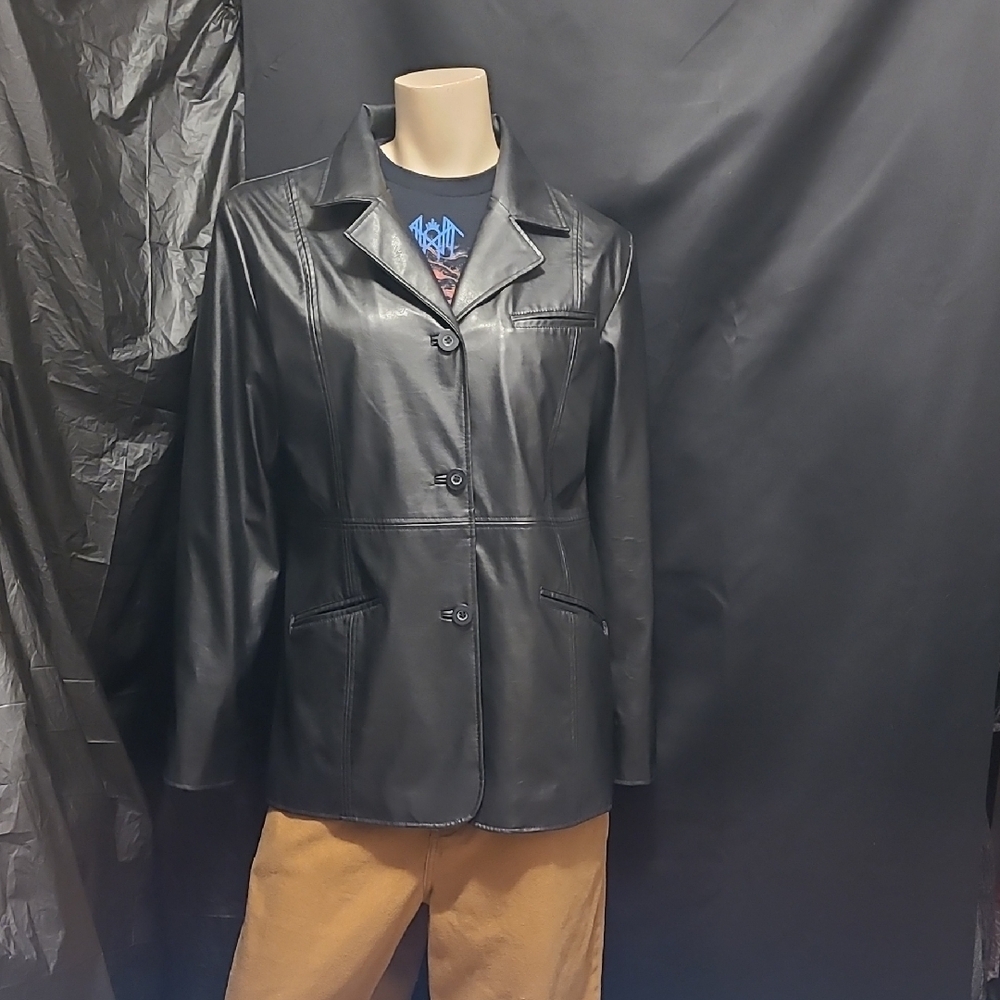 Vintage Women's Fake Leather Jacket By GRIPPED WEAR SIZE Med